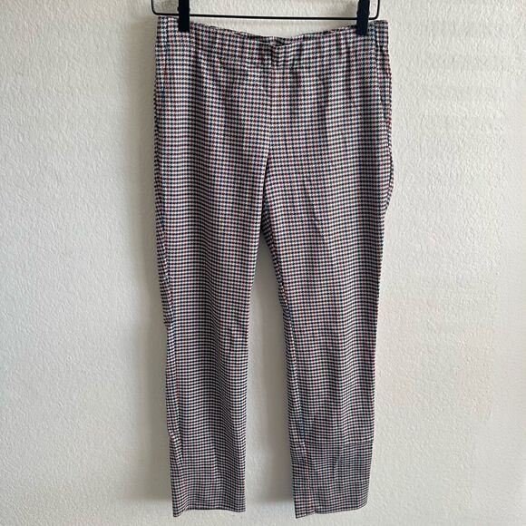 J.JILL Houndstooth Plaid Mid Rise Straight Leg Pull On Pants Womens 6 - Picture 1 of 5